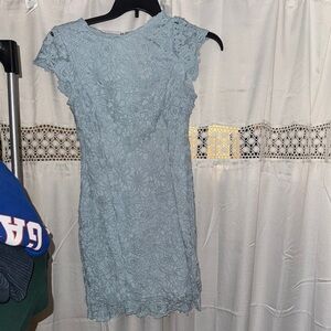 Lulu's Light Blue Lace Mini Dress